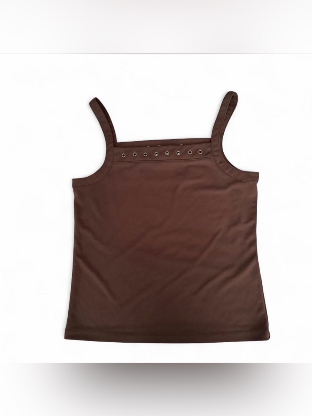 Liz Claiborne Chocolate Brown Eyelet-Detail Tank Top